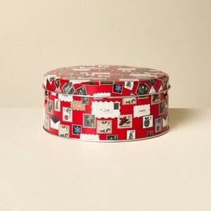 Hearth & Hand with Magnolia NWT Vintage Christmas Stamp Gift Tin 6"x3"